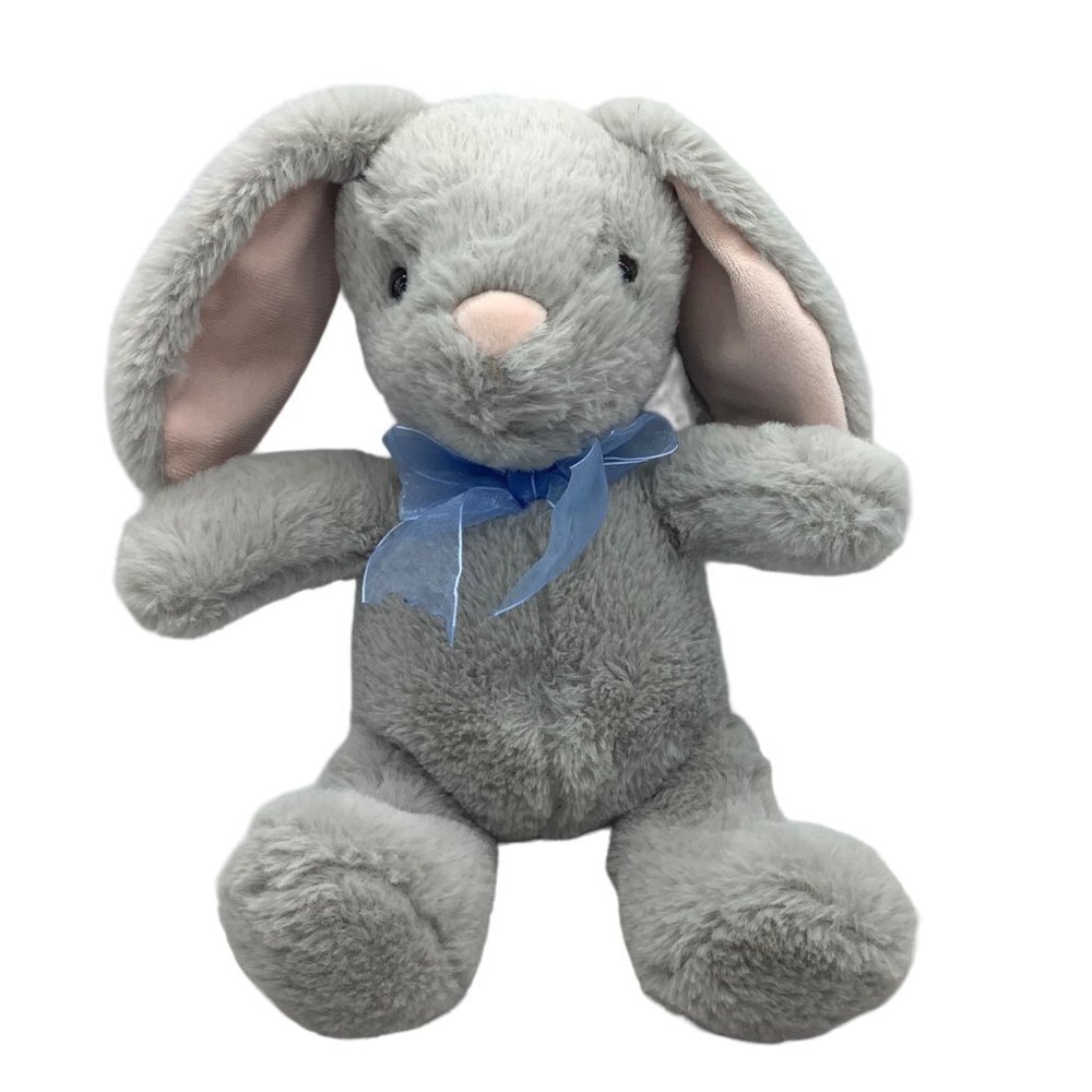 Dan Dee Collector's Choice Bunny Rabbit Plush Easter Gray Pink Floppy Ears‎ Bow